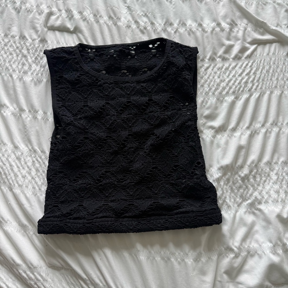 Free People Black Lace Tank Top